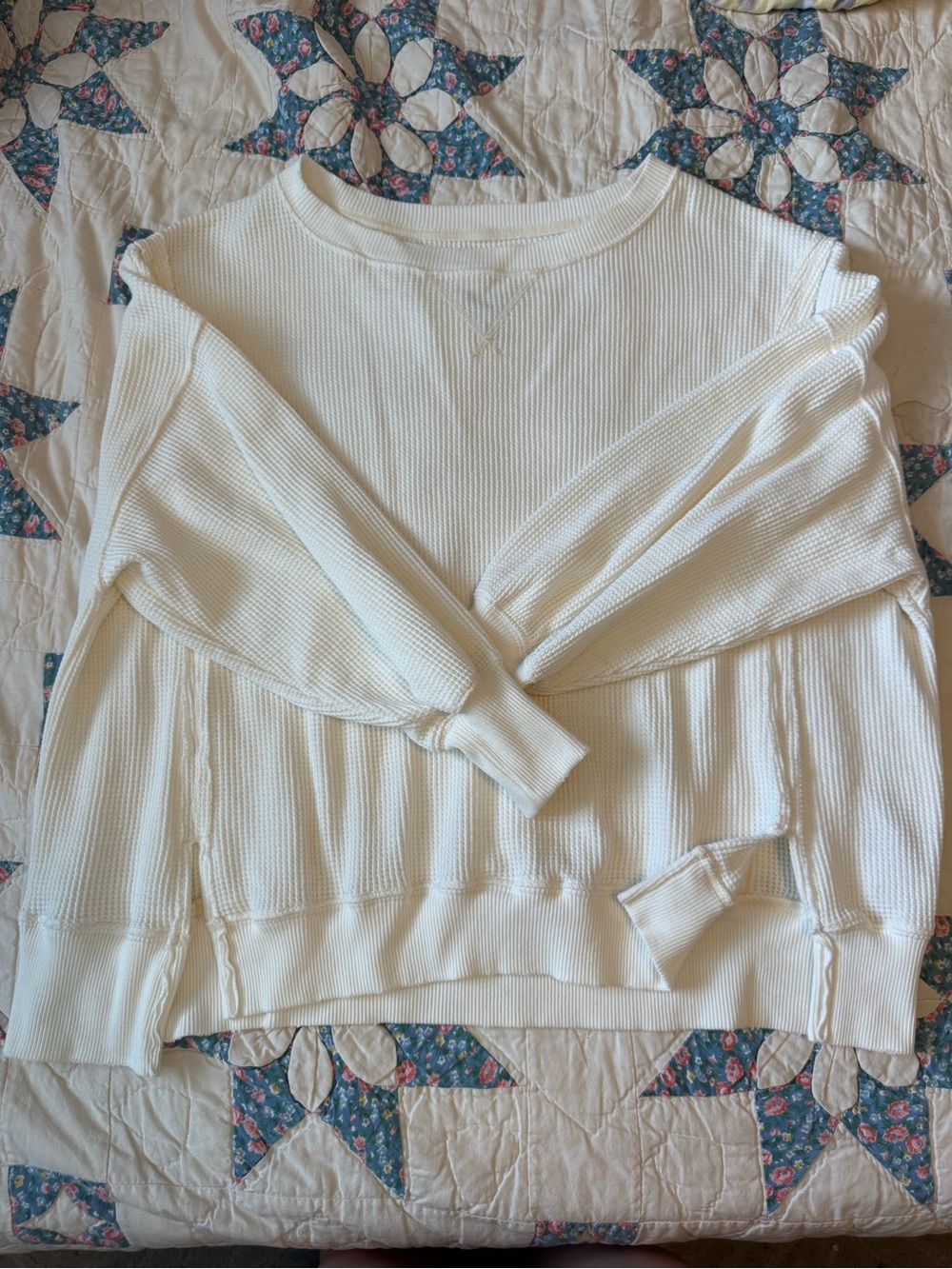 Women’s Waffle Knit Pullover Sweater - Cream